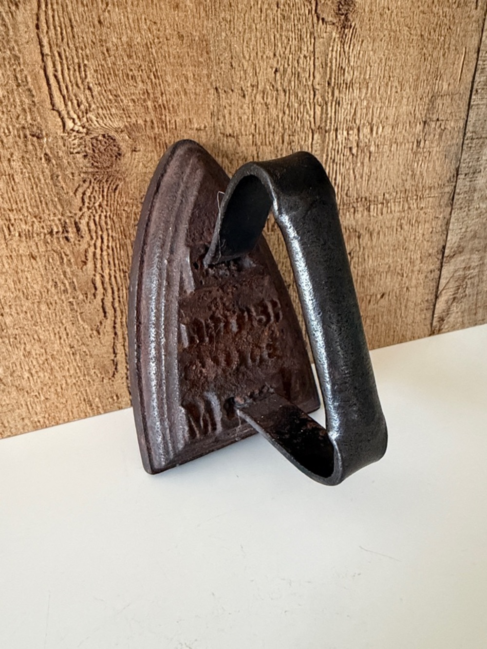 Antique Cast Iron Sad Iron - Rustic Black and Brown